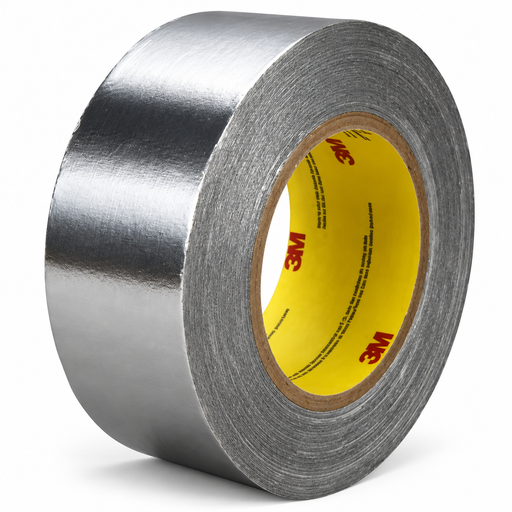 Roll of 3M 1120 conductive aluminum foil tape on a white background