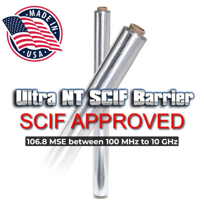 ULTRA NT SCIF RF Shielding Barrier - SOLID - 106.8 MSE (100 MHz – 10 GHz) - 48" x 125' made in the USA