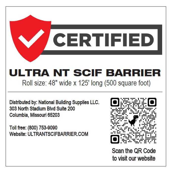 ULTRA NT SCIF Barrier-SOLID | 106.8 dB MSE 100 MHz–10 GHz - 500 sq/ft