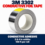 3M 3302 Conductive Aluminum Foil Tape | 2 in & 4 in × 108 ft | Cases
