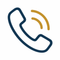 Navy telephone icon with gold call accents