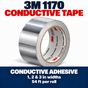 3M 1170 Conductive Tape — conductive adhesive, 1, 2 & 3 in widths, 54 ft per roll