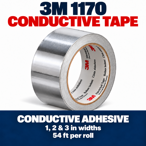 3M 1170 Conductive Tape — conductive adhesive, 1, 2 & 3 in widths, 54 ft per roll