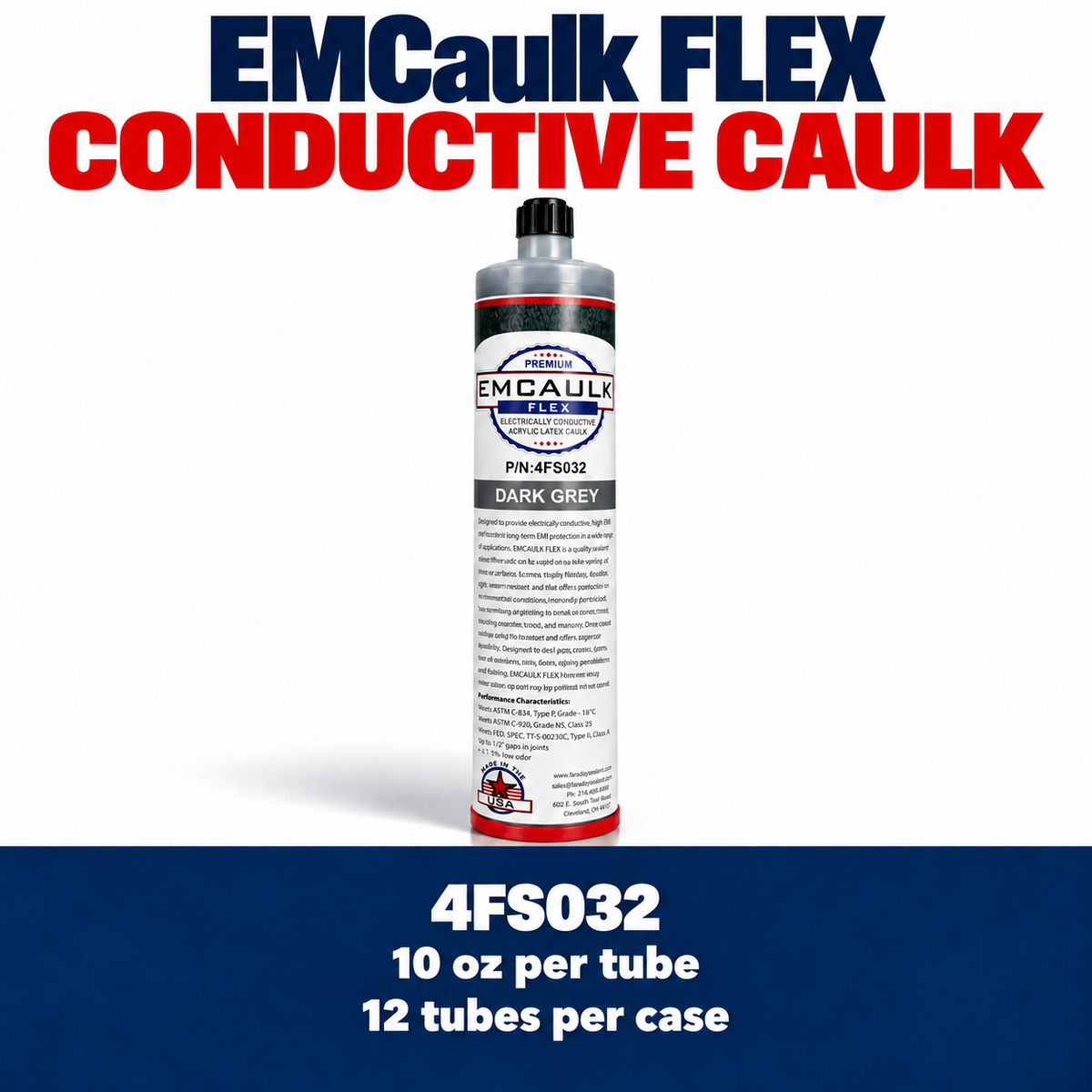 EMCaulk FLEX Conductive Caulk | 4FS032 | 12 × 10 oz Case