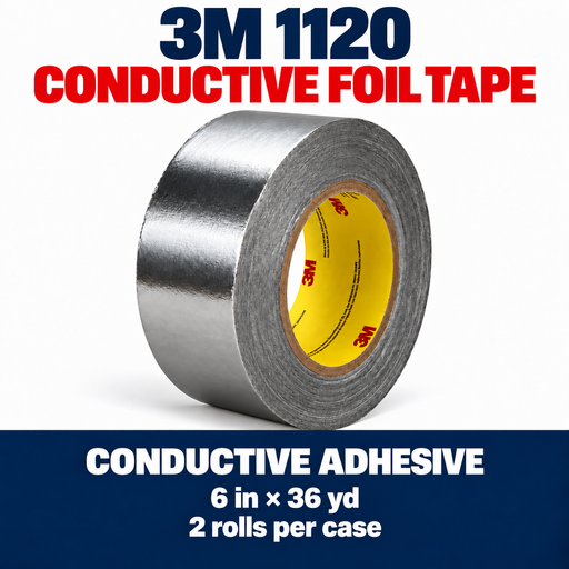 3M 1120 Conductive Aluminum Foil Tape | 6 in × 36 yd | 2-Roll Case