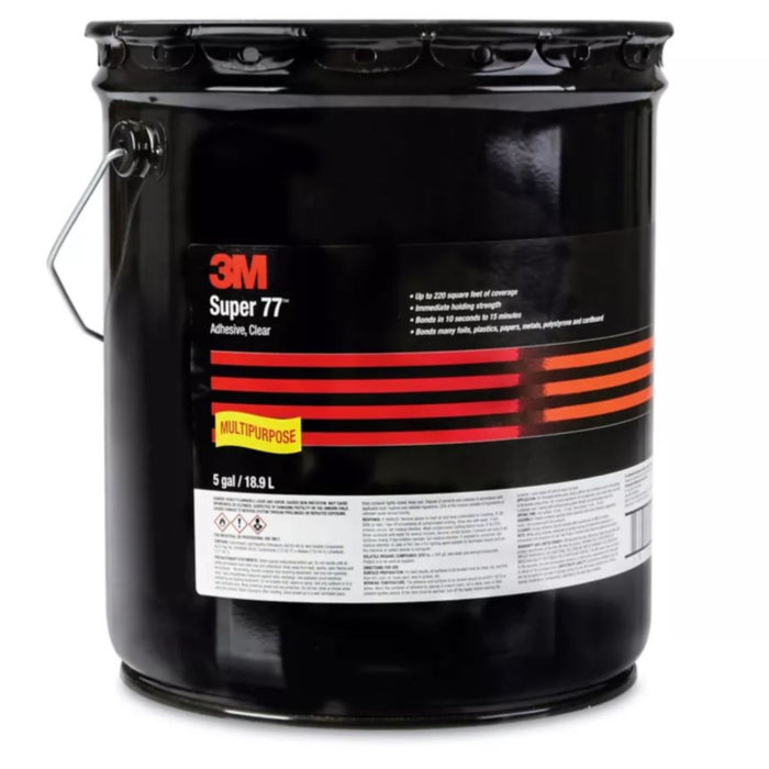 3M Super 77 Multipurpose Spray Adhesive 43793, 5 gal Pail, Clear