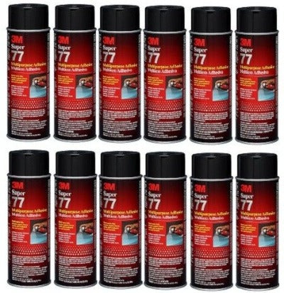 3M Super 77 Mult-Purpose Spray Adhesives, 24 oz Aerosol Can, Clear, 12/CA